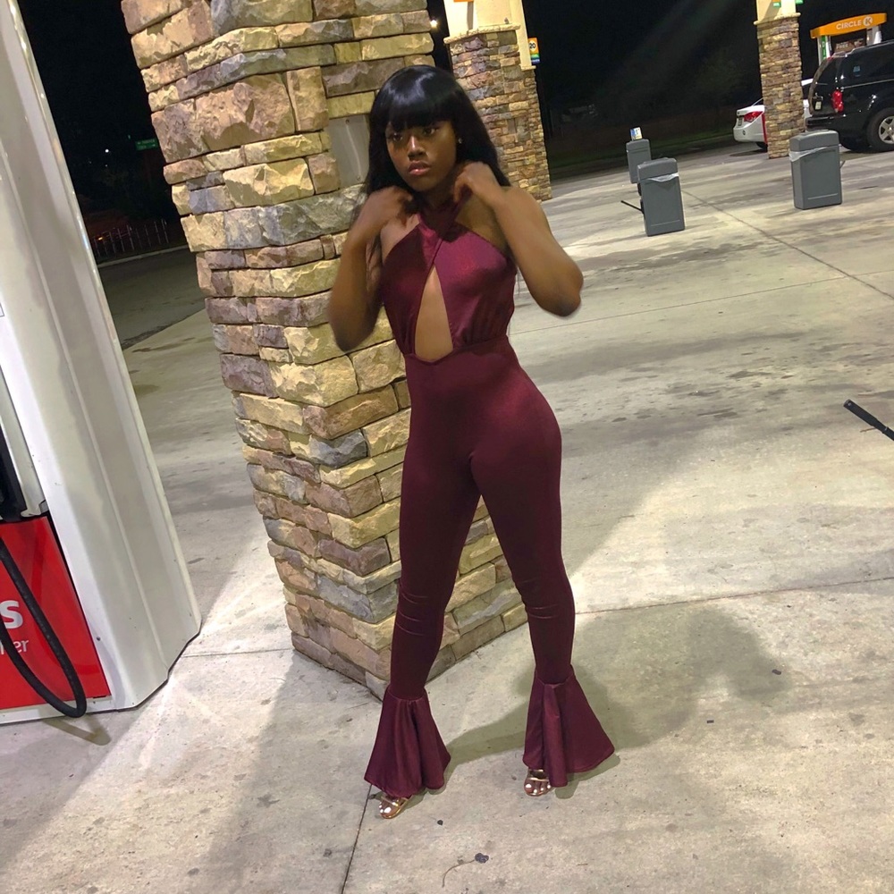 Burgundy Selena jumpsuit